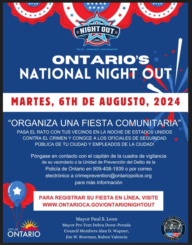Ontario National Night Out Spanish